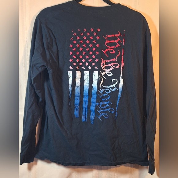 HOWITZER PATRIOT MFG. Black Long Sleeve Tee with Flag Graphic - Picture 2 of 4